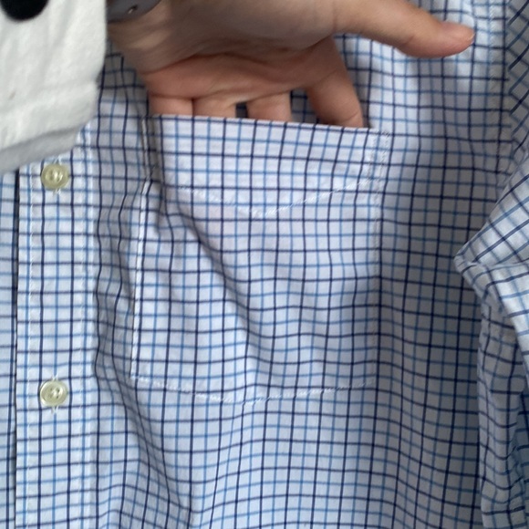 Gap light blue tattersall poplin standard fit stretch dress shirt - Picture 3 of 9